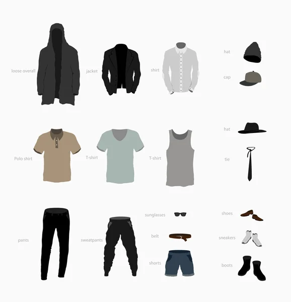 Ropa de hombre de estilo libre — Vector de stock