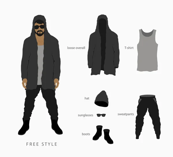 Style libre vêtements pour hommes — Image vectorielle