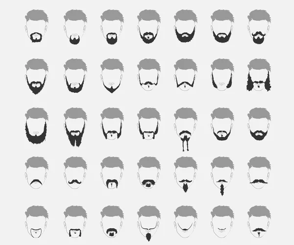 Conjunto de penteados e barbas —  Vetores de Stock