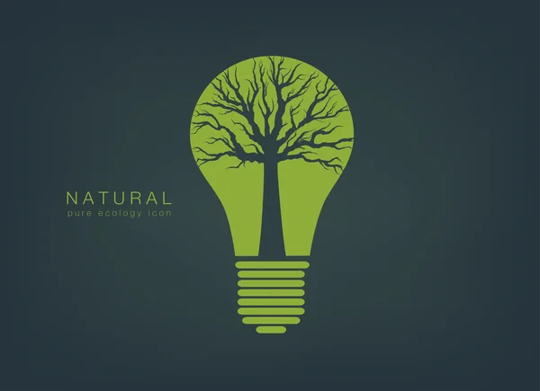 Lâmpada de luz verde e árvore — Vetor de Stock
