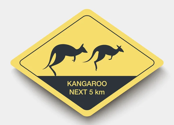 Sign attention kangaroo and shadow — Stock Vector