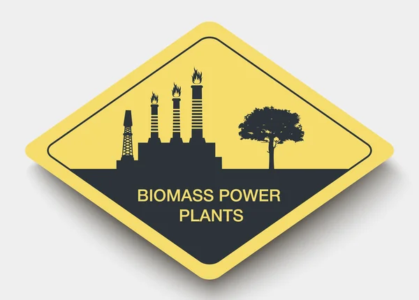 Underteckna biomassa kraftverk och energi — Stock vektor