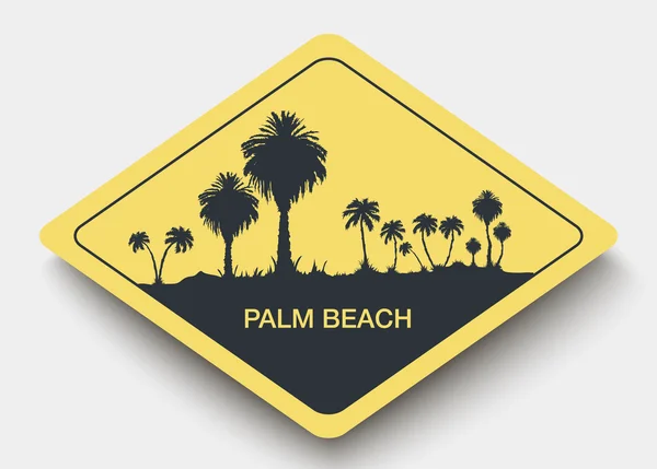 Icon palm beach and shadow — Stock Vector