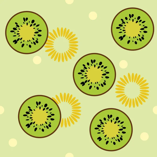 Fond vert sans couture avec kiwi fruits — Image vectorielle