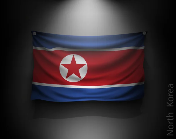 Acenando bandeira da Coréia do Norte — Vetor de Stock