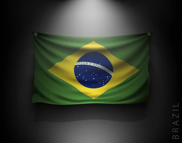 브라질의 흔들거리는 깃발 — 스톡 벡터