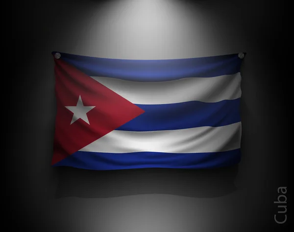 Ondeando bandera de cuba — Vector de stock