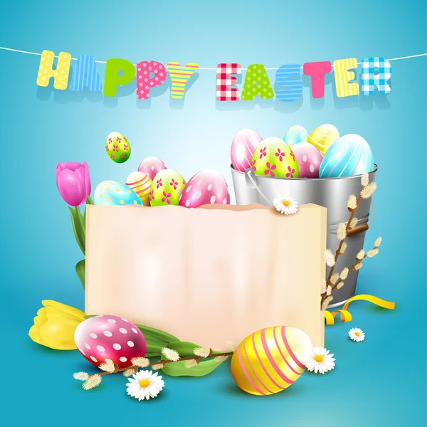 Tarjeta de felicitación colorida de Pascua — Vector de stock