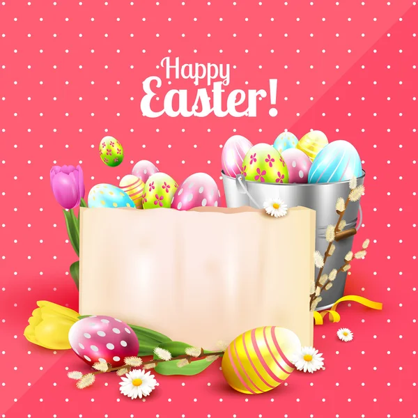 Tarjeta de felicitación colorida de Pascua — Vector de stock