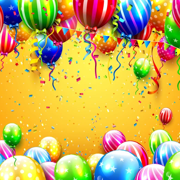 Fondo de fiesta con globos de colores — Vector de stock