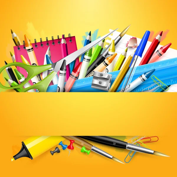 Fournitures scolaires contexte — Image vectorielle