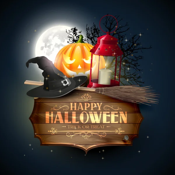 Feliz cartão de felicitações de Halloween —  Vetores de Stock