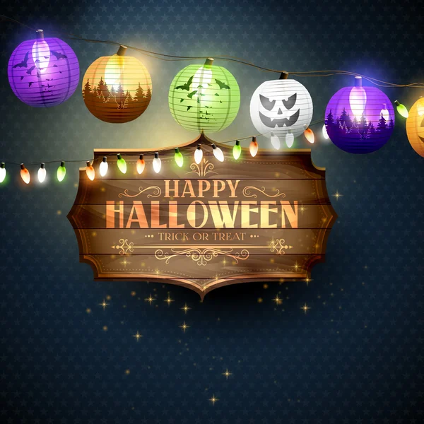 Feliz cartão de felicitações de Halloween —  Vetores de Stock