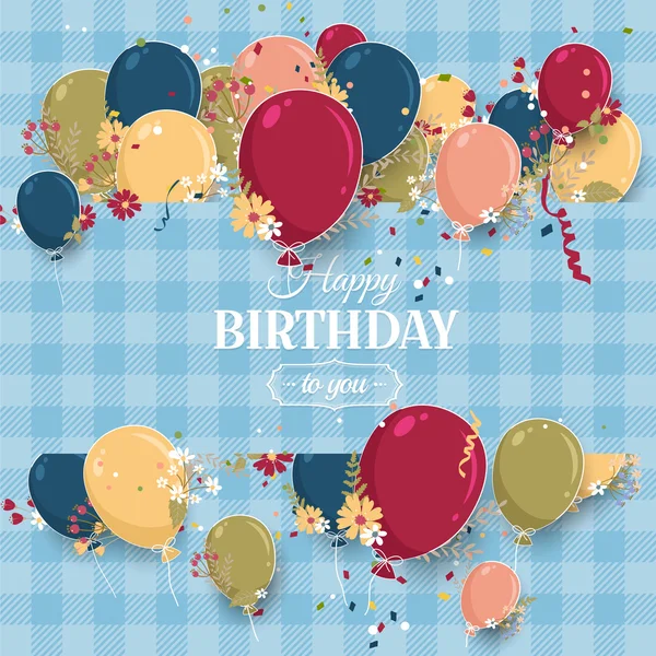 Tarjeta de felicitación de cumpleaños floral — Vector de stock