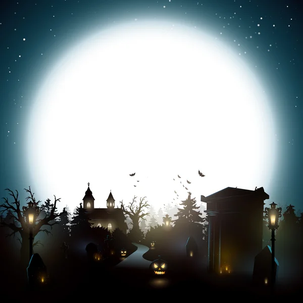 Illustrazione di Halloween - cimitero — Vettoriale Stock