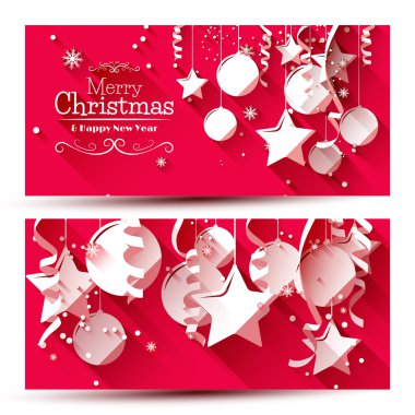 Christmas banners - flat design style clipart