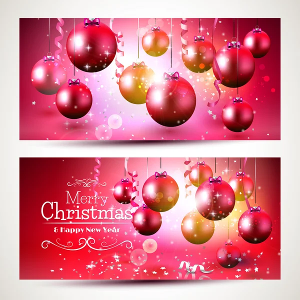 Rode Kerstmis banners — Stockvector