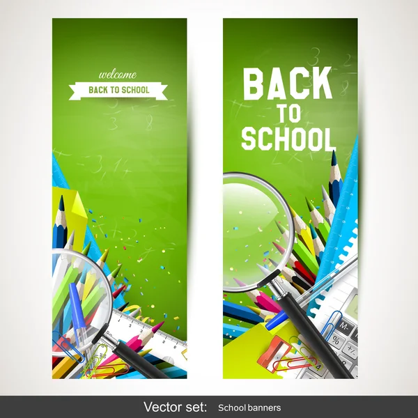 Volver a banners escolares — Vector de stock