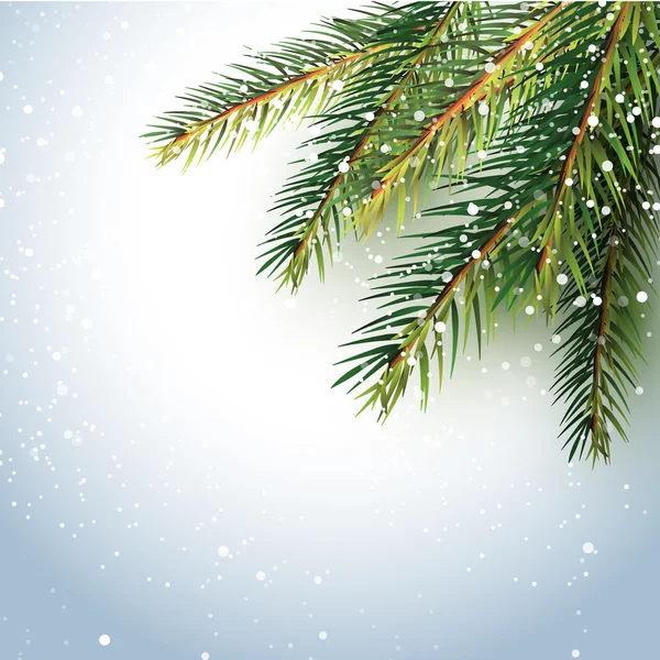 Weihnachten Hintergrund mit Zweigen auf dem Schnee — Stockvektor