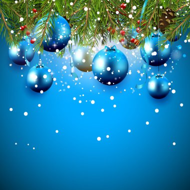 Dalları ve baubles ile Noel tebrik kartı