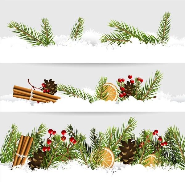 Christmas horizontal borders — Stock Vector