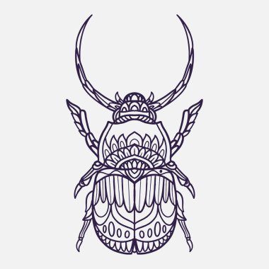 Süslü karalama tarzıyla boynuz böceği vektör çizimi