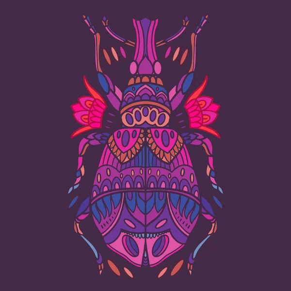 Kleurrijke Hand Getrokken Insect Insect Mandala Illustratie — Stockvector