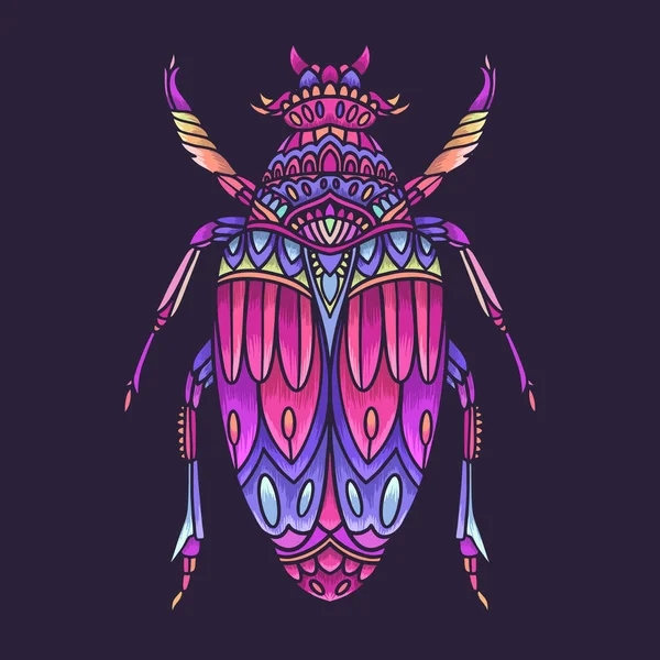 Colorful Beetle Mandala Vector Illustration — Stock Vector