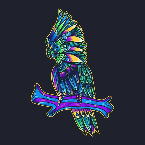 Colorido Cacatúa Mandala Vector Ilustración — Vector de stock