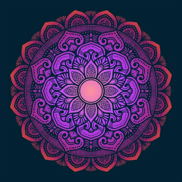 Art Mandala Décoratif Avec Dégradé Couleur Bicolore — Image vectorielle