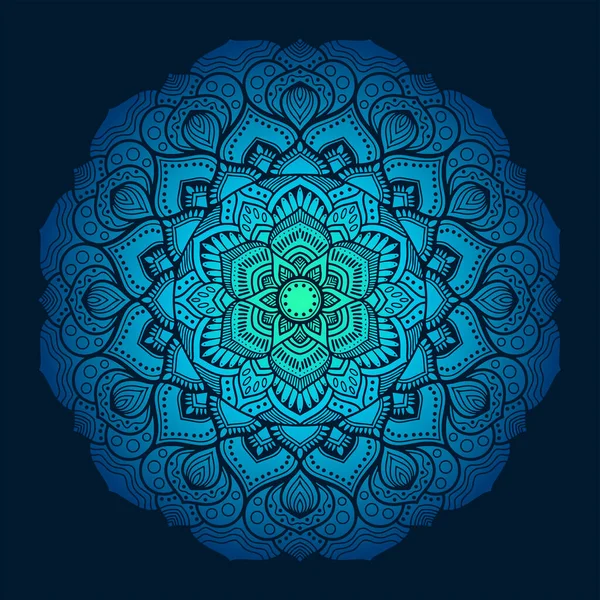 Mandala Exotique Art Design Avec Dégradé Couleur Verte — Image vectorielle