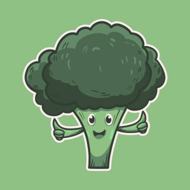 Güzel el çizimi brokoli maskotu tasarım karakteri