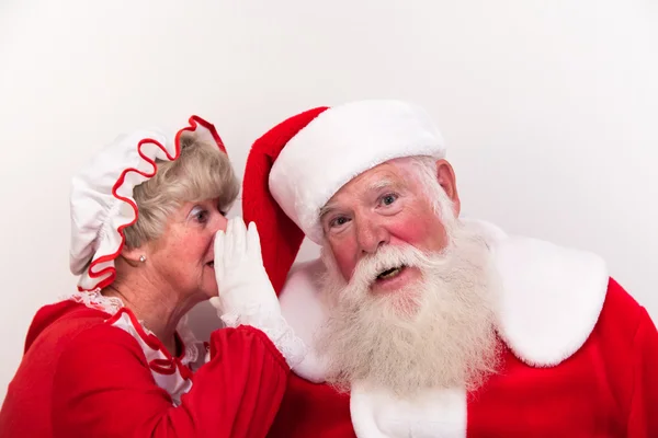 Mrs Claus tells secret — Stock Photo, Image