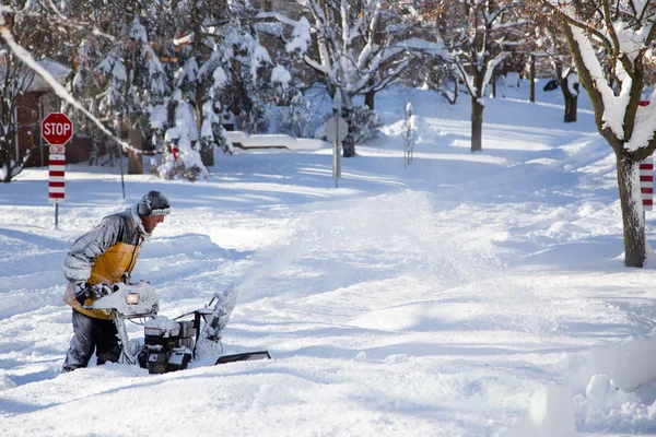 Winter snow blowing — Stock Photo, Image