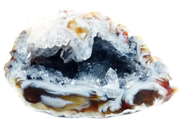 Achat mit geologischem Kristall aus Chalcedon — Stockfoto
