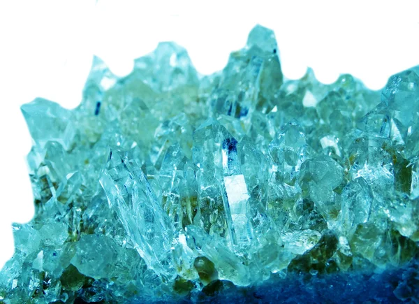 Aquamarine gem geode geological crystals — Stock Photo, Image