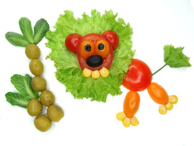 domates ile yaratıcı komik sebze snack