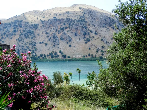 Panoramatický pohled na horské jezero Řecko — Stock fotografie