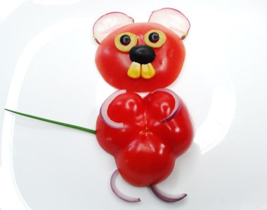 domates ile yaratıcı komik sebze snack