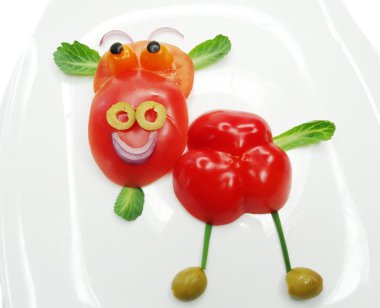 domates ile yaratıcı komik sebze snack