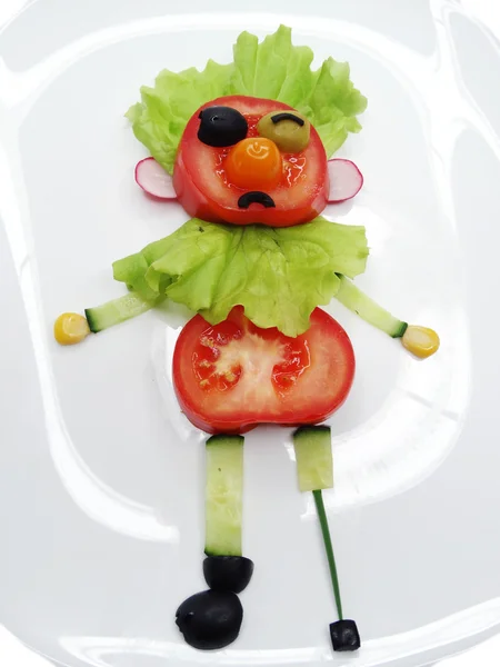 Kreativní legrační zeleninou svačinu s rajčaty — Stock fotografie