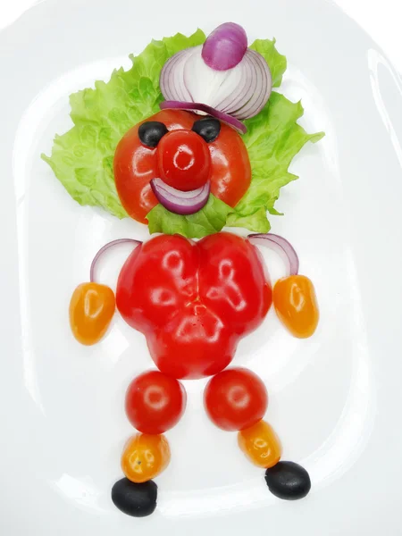 Creatieve grappige plantaardige snack met tomaat — Stockfoto