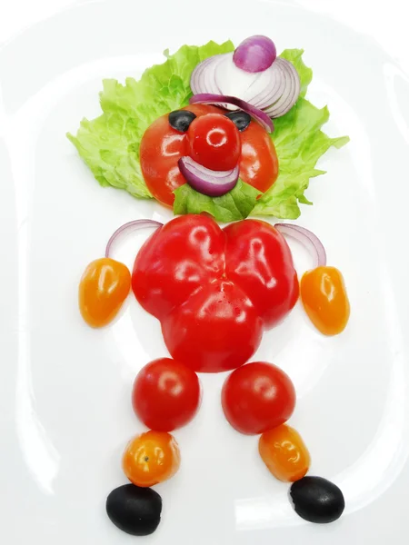 Creatieve grappige plantaardige snack met tomaat — Stockfoto