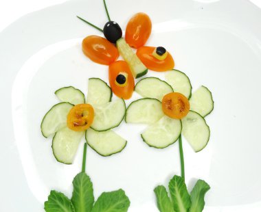 Salatalık ile yaratıcı komik sebze snack