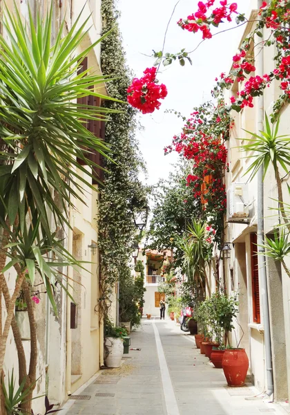 전통적인 거리 rethymno 시 그리스 비 중 — 스톡 사진