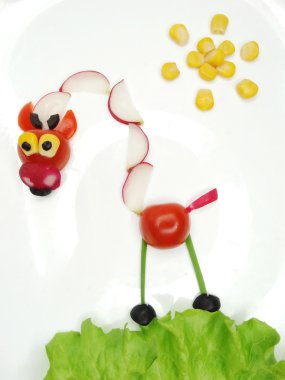 turp ile yaratıcı komik sebze snack