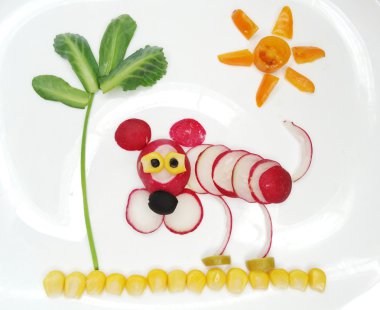 turp ile yaratıcı komik sebze snack