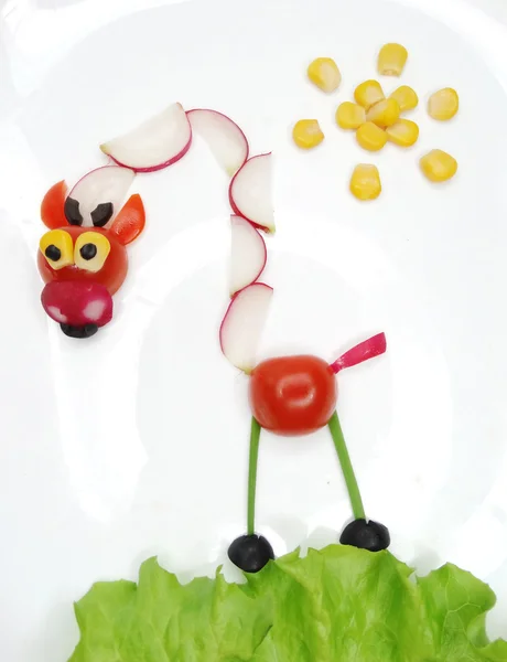 Kreativní legrační zeleniny snack s ředkvičkami — Stock fotografie