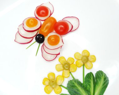 Salatalık ile yaratıcı komik sebze snack