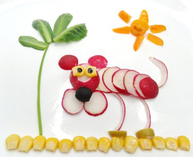 turp ile yaratıcı komik sebze snack